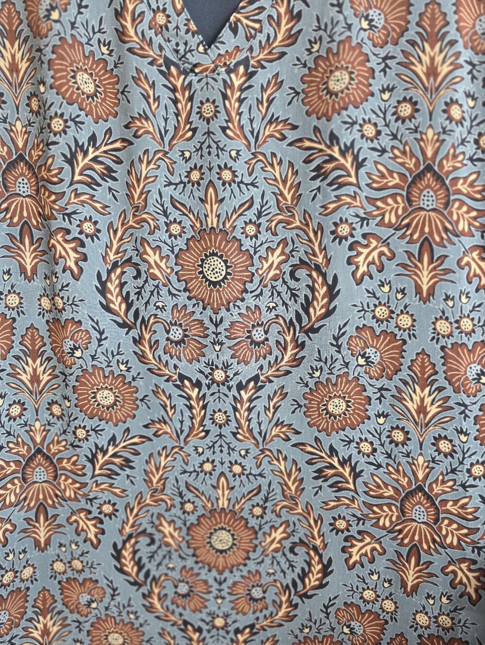 Cabi Blue Floral Lined Tunic Dress XL Long Sleeve Boho - Picture 7 of 12